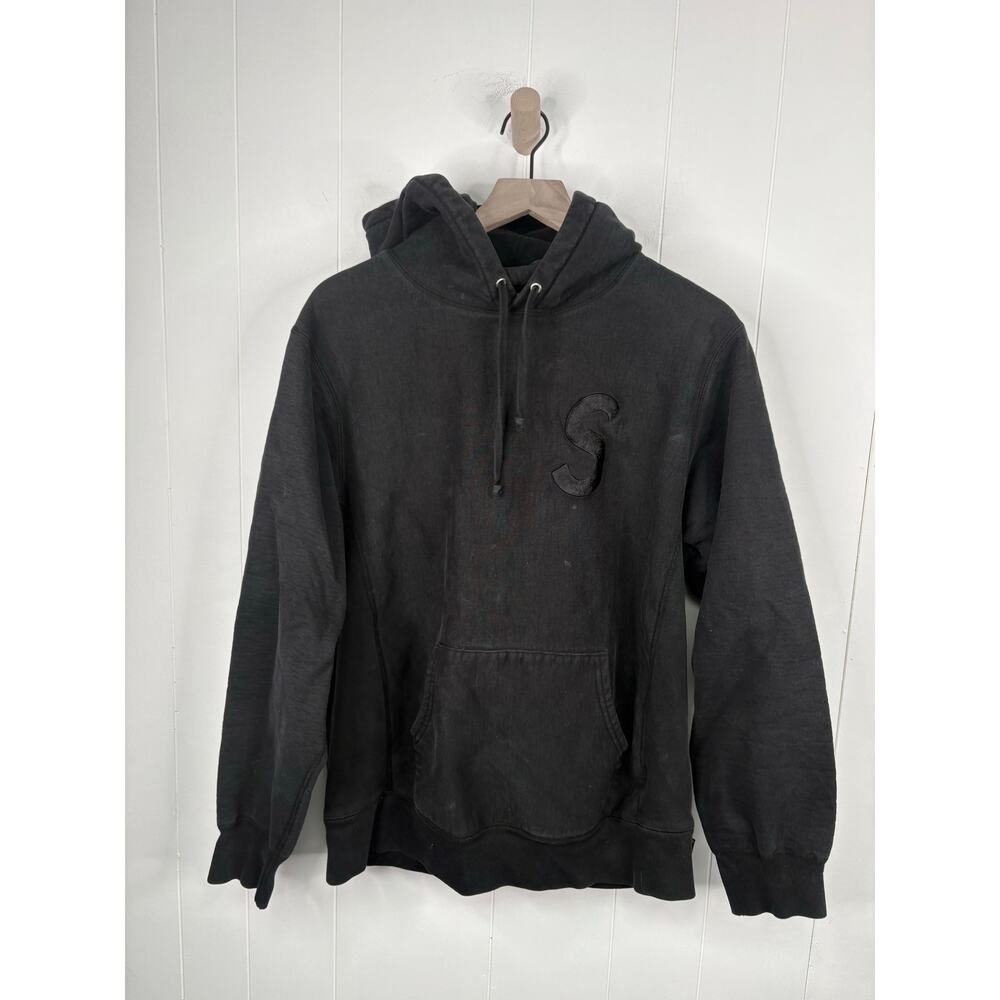 Supreme Black Tonal S Logo Hoodie Mens Large